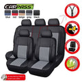 Universal PU Leather Car Seat Cover Set, Black with Gray (Pack of 11) S69782