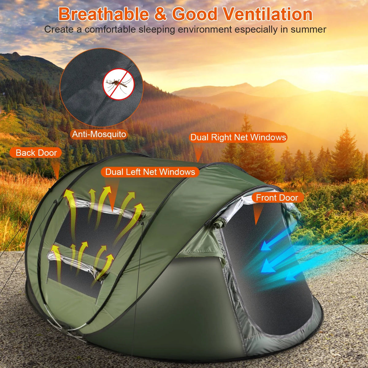 Green Pop Up Dome Tent with Carry Bag X2524