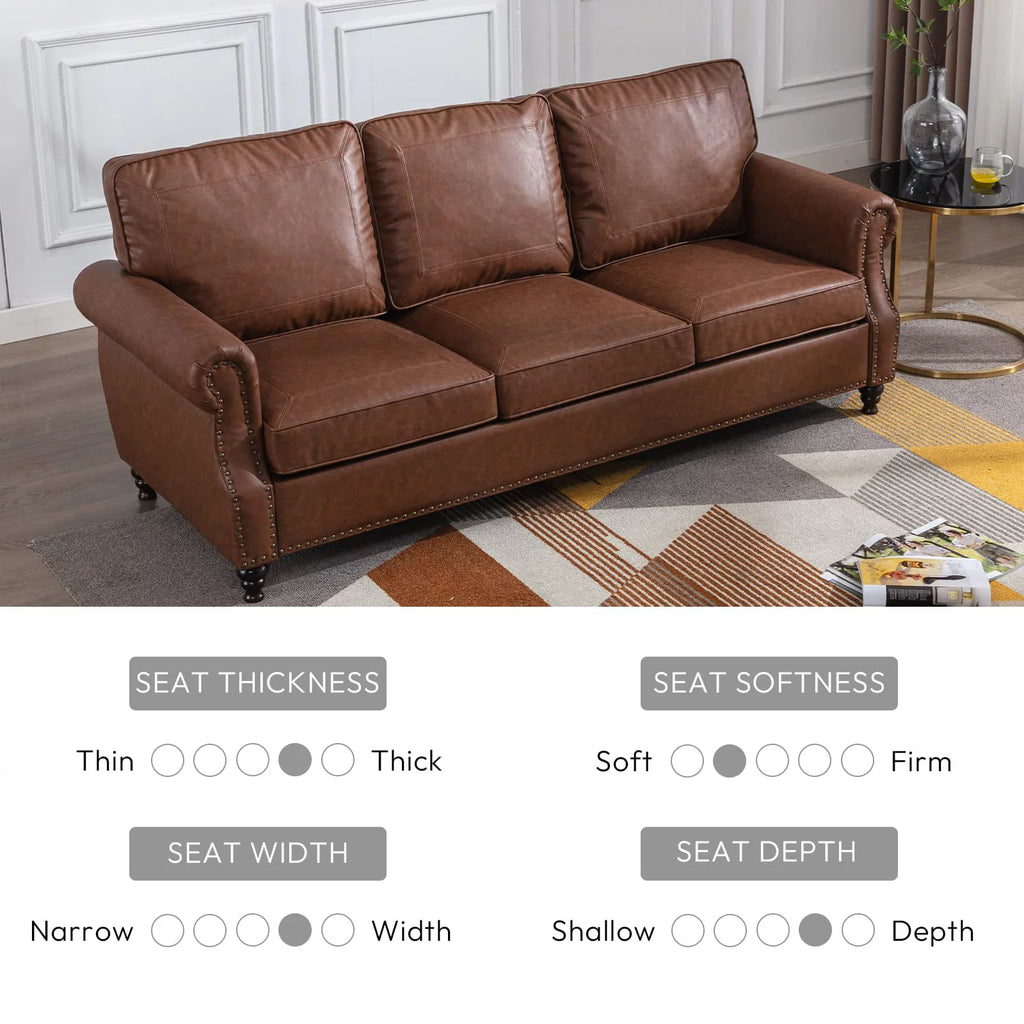80" Faux Leather 3-Seater Sofa Couch S141