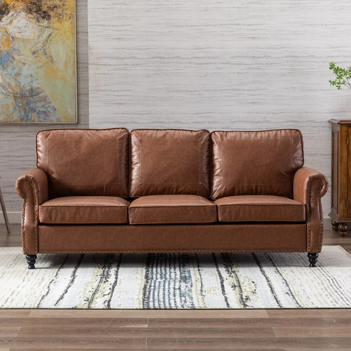 80" Faux Leather 3-Seater Sofa Couch S141