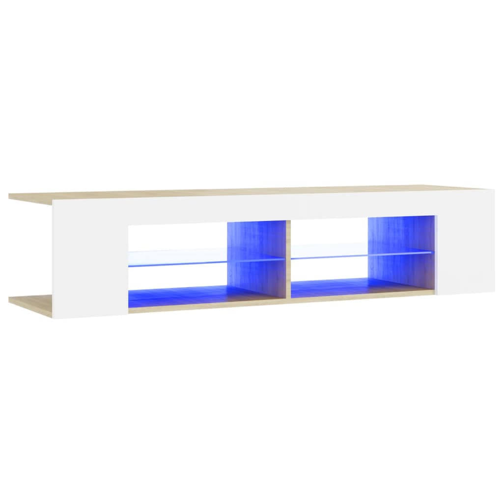 White Sonoma Oak TV Cabinet with LED Lights A443