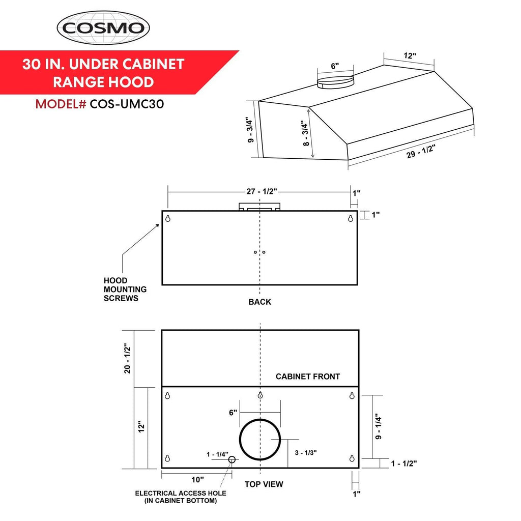 30-Inch 760 CFM Ducted Under Cabinet Stainless Steel Range Hood Q94973