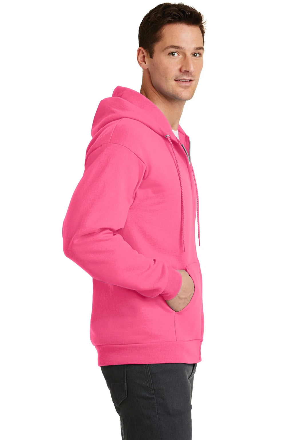 Neon Pink Full Zip Hooded Sweatshirt D560945