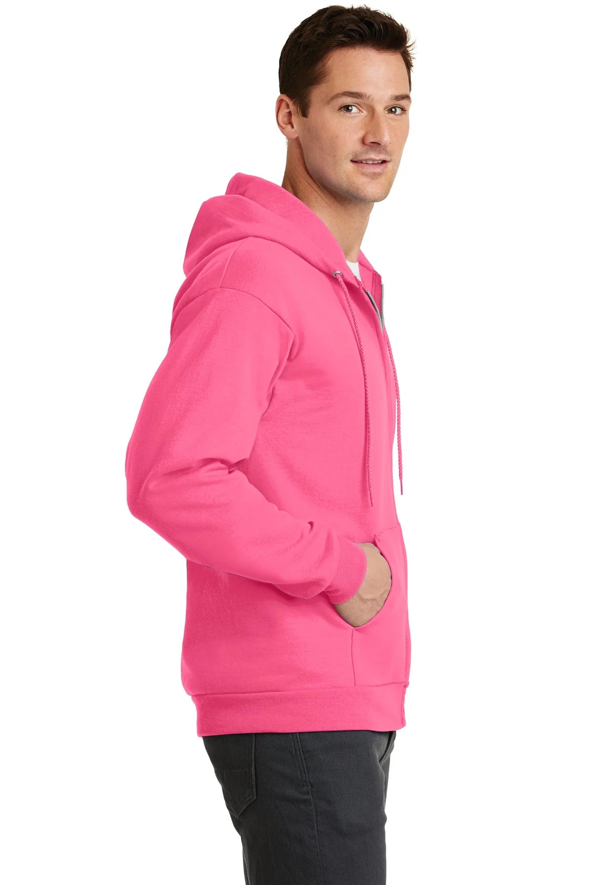 Neon Pink Full Zip Hooded Sweatshirt D560945