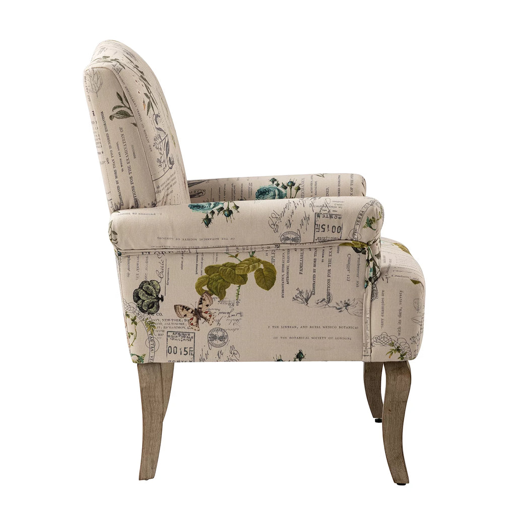Upholstered Armchair Set of 2 with Pattern & Wooden Legs K7572