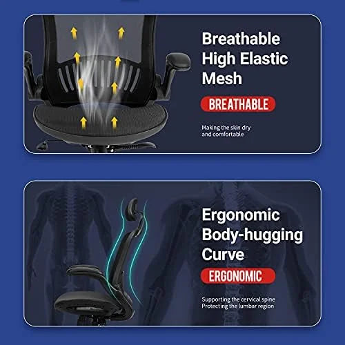 Grey Ergonomic Mesh Office Chair with Lumbar Support D2629
