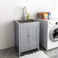 24-Inch Laundry Cabinet with Sink Grey Cabinet with Drawer Stainless Steel Sink Faucet Combo G7709