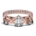 2.10 Carat Pear Cut Moissanite Engagement Ring in 925 Sterling Silver with 18k Rose Gold Plating U473