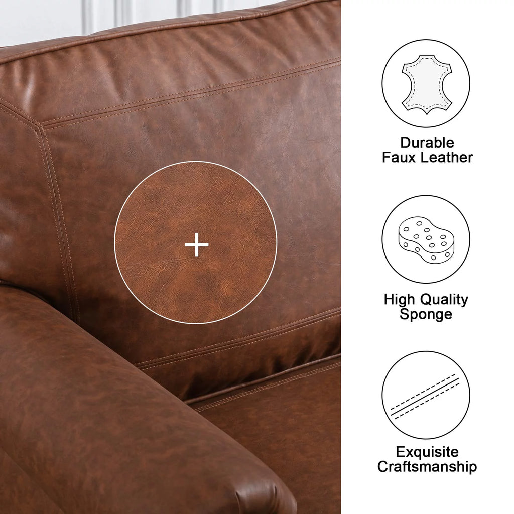 80" Faux Leather 3-Seater Sofa Couch S141