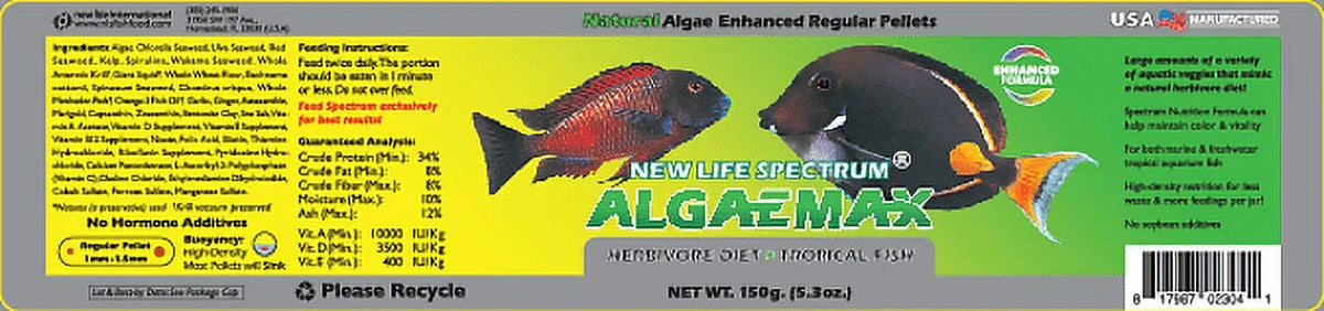 AlgaeMax Tropical Fish Food Pellets, 150 g B5048