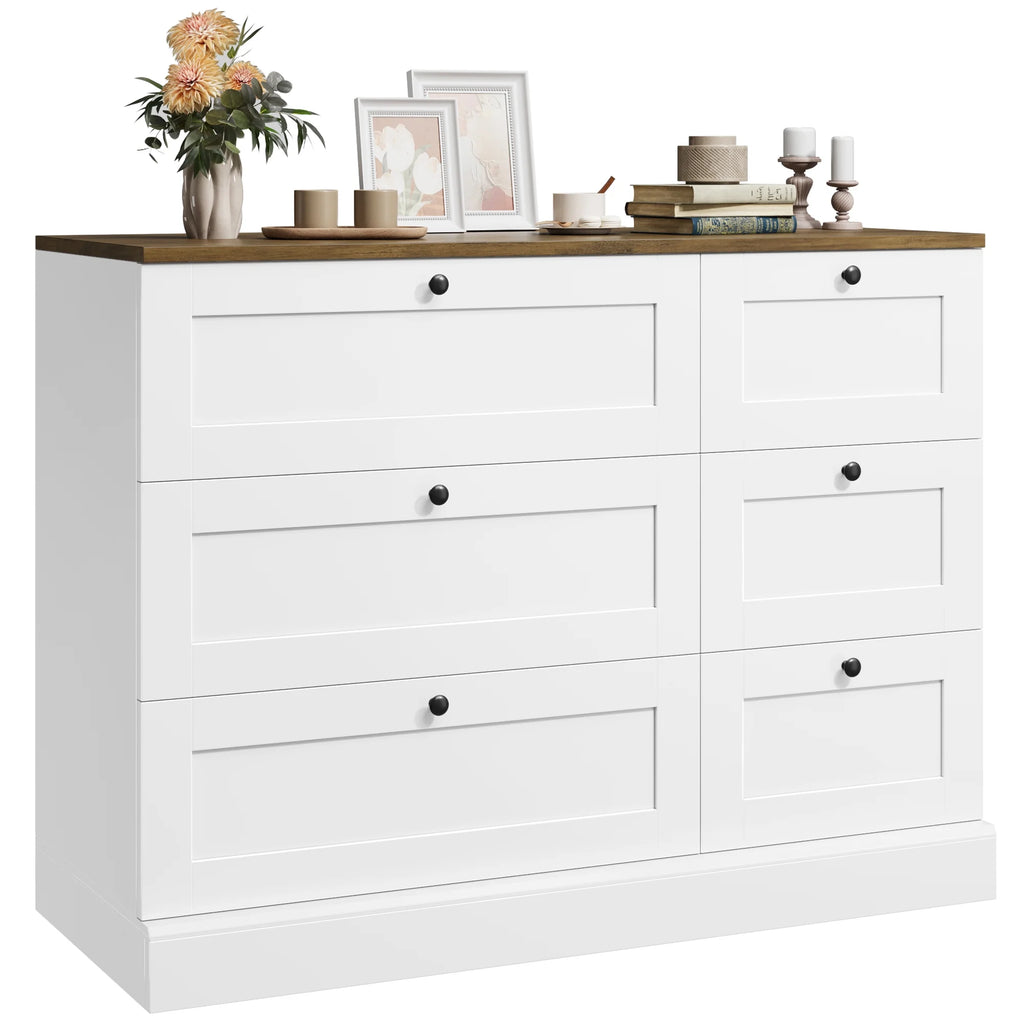 White 6 Drawer Wood Dresser W745557