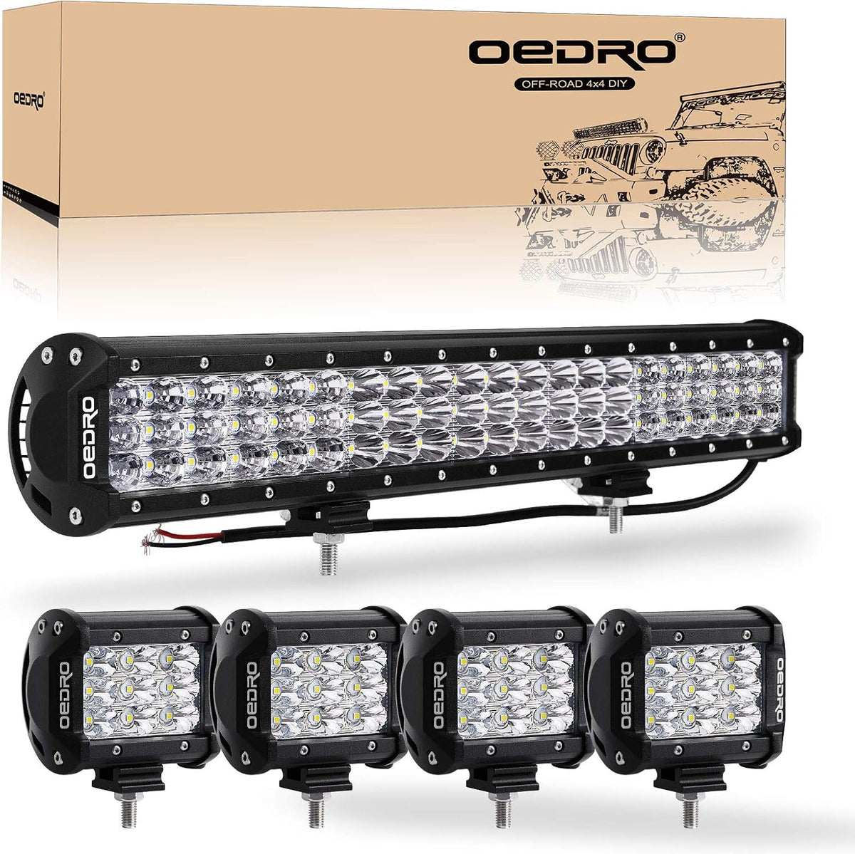 20Inch 300W Tri-Rows Spot Flood Combo LED Light Bar with Wiring Harness D5839
