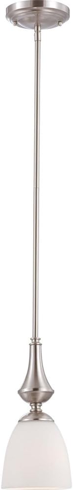 Frosted Glass Brushed Nickel Three Light Semi-Flush Dome Fixture M724