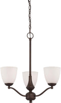 Frosted Glass Brushed Nickel Three Light Semi-Flush Dome Fixture M724