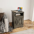 Rustic Wood Nightstand with Charging Station T27568