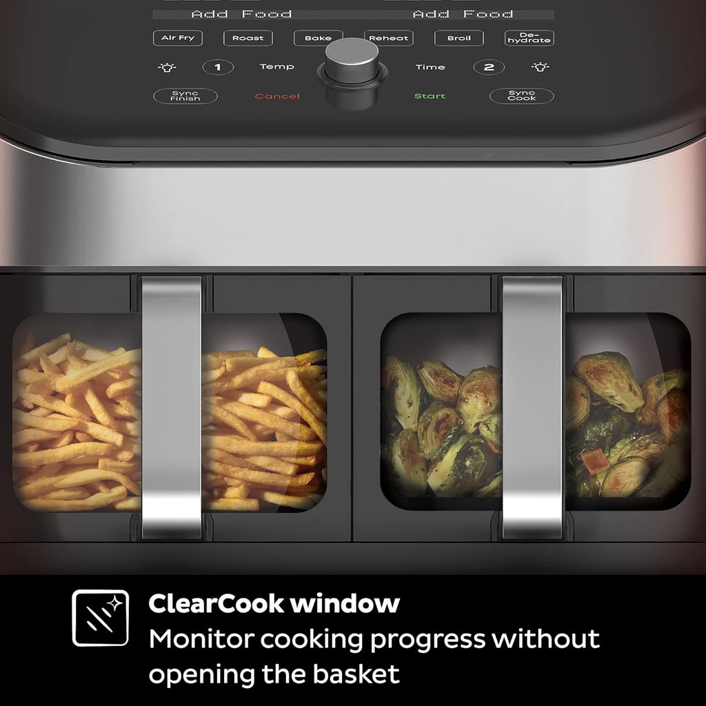 8 Quart Dual Basket Air Fryer with ClearCook Easy View Windows G845