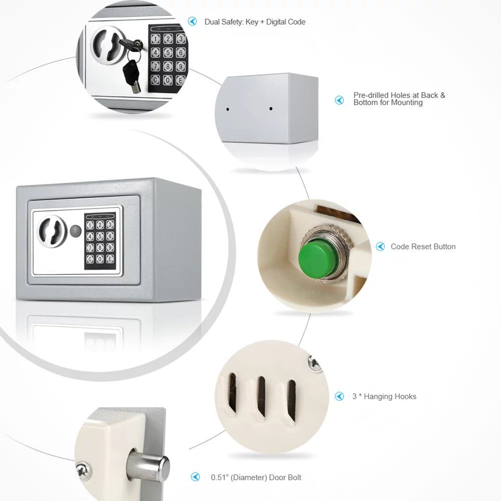 Digital Safe Box with Keypad and Key Lock Y716826