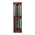 Medium Wood Corner China Cabinet with 6-Tier Adjustable Glass Shelves M59665