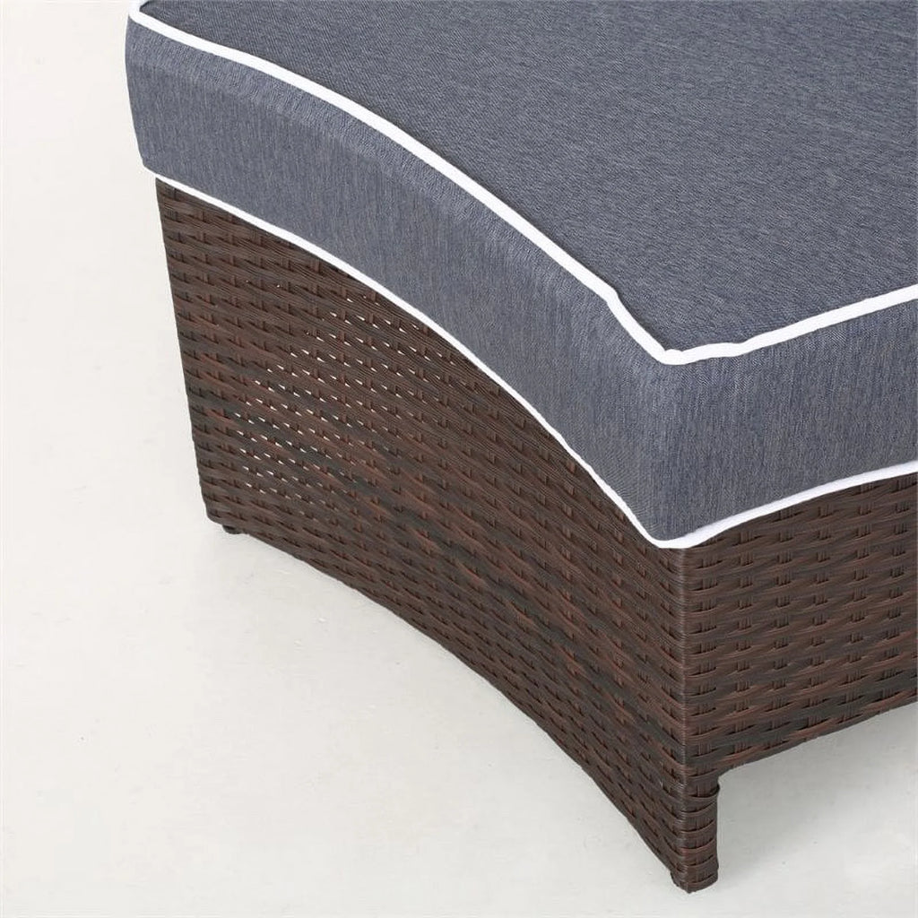 Navy Blue 4 Piece Outdoor Wicker Sectional Sofa Set B378509