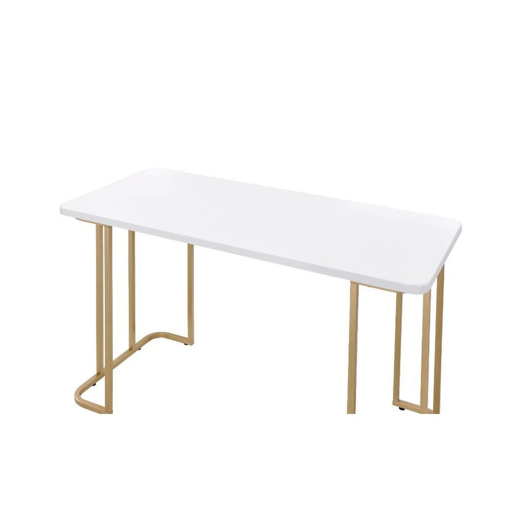 White Writing Desk with Metal Sled Base A1503