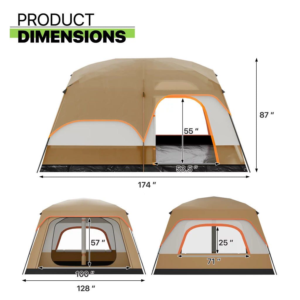 Extra Large 5-8 Person 2 Room 3 Door Waterproof Double Layer Tent R178