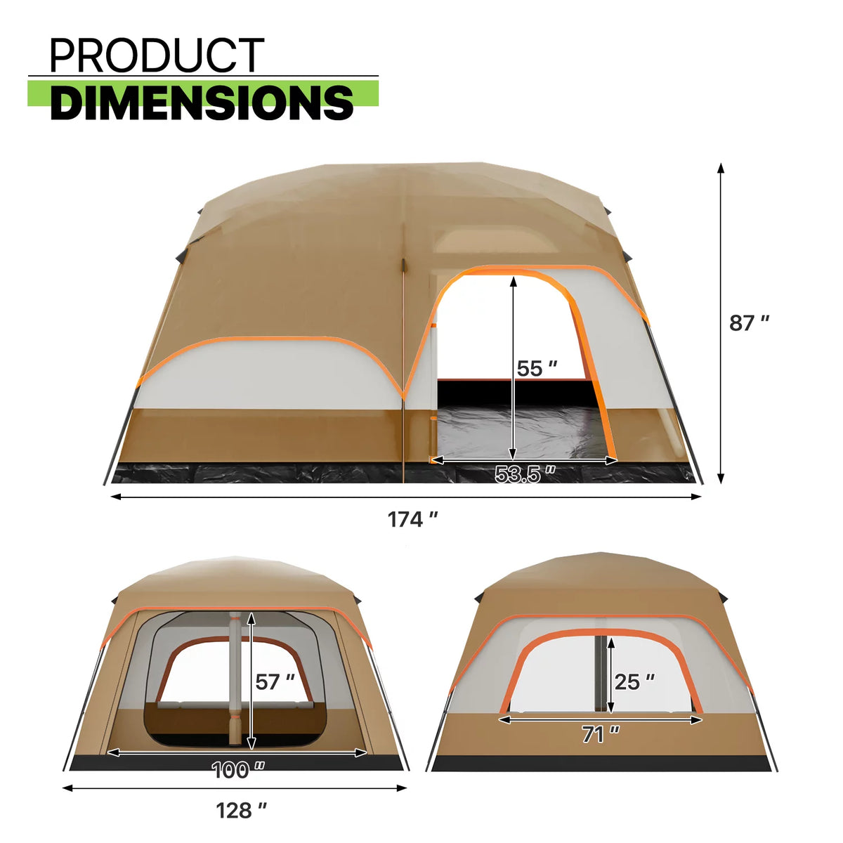 Extra Large 5-8 Person 2 Room 3 Door Waterproof Double Layer Tent R178
