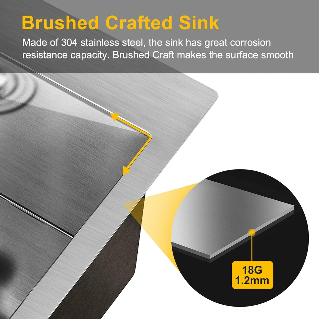 24-Inch Laundry Cabinet with Sink Grey Cabinet with Drawer Stainless Steel Sink Faucet Combo G7709