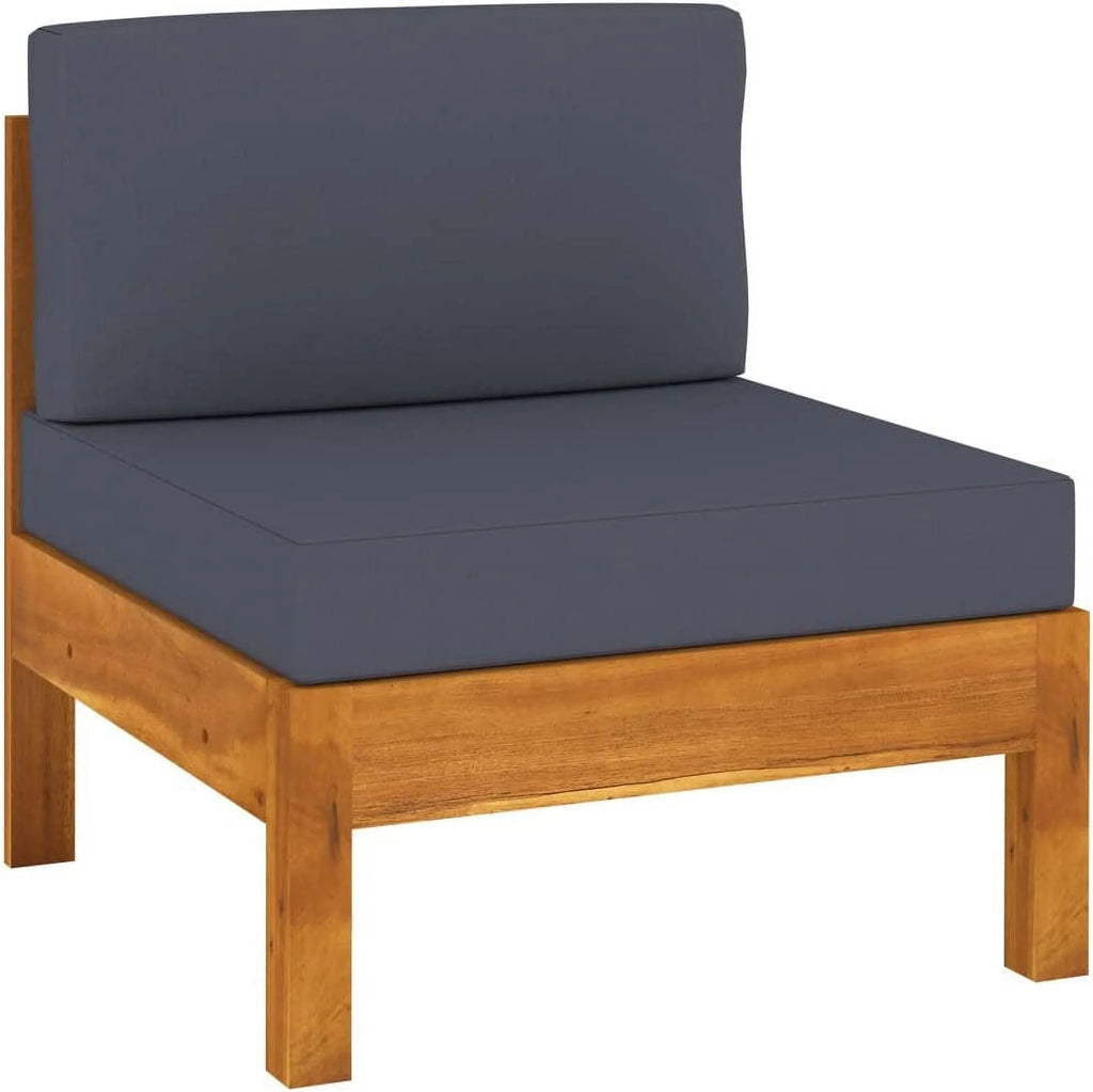 6 Piece Acacia Wood Patio Lounge Set with Dark Gray Cushions H2755