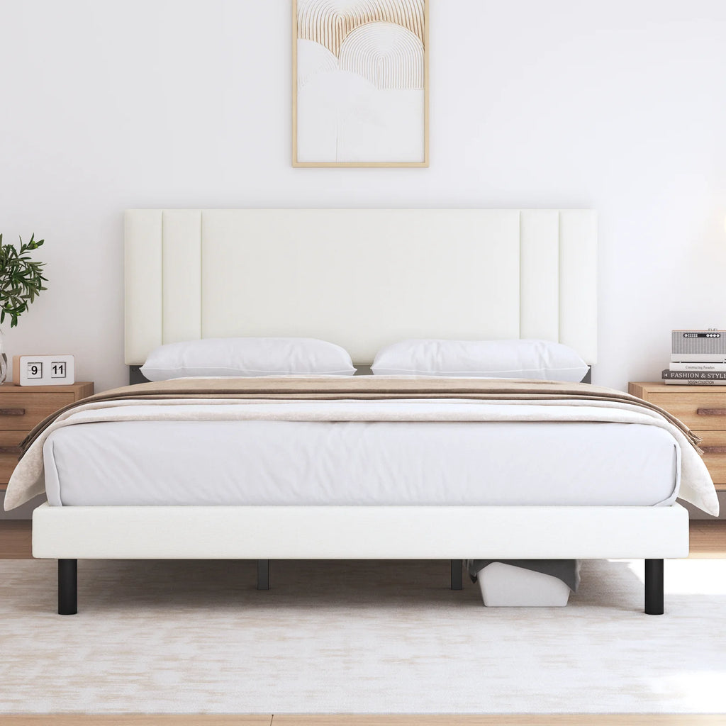 King Size Fabric Upholstered Platform Bed Frame P775