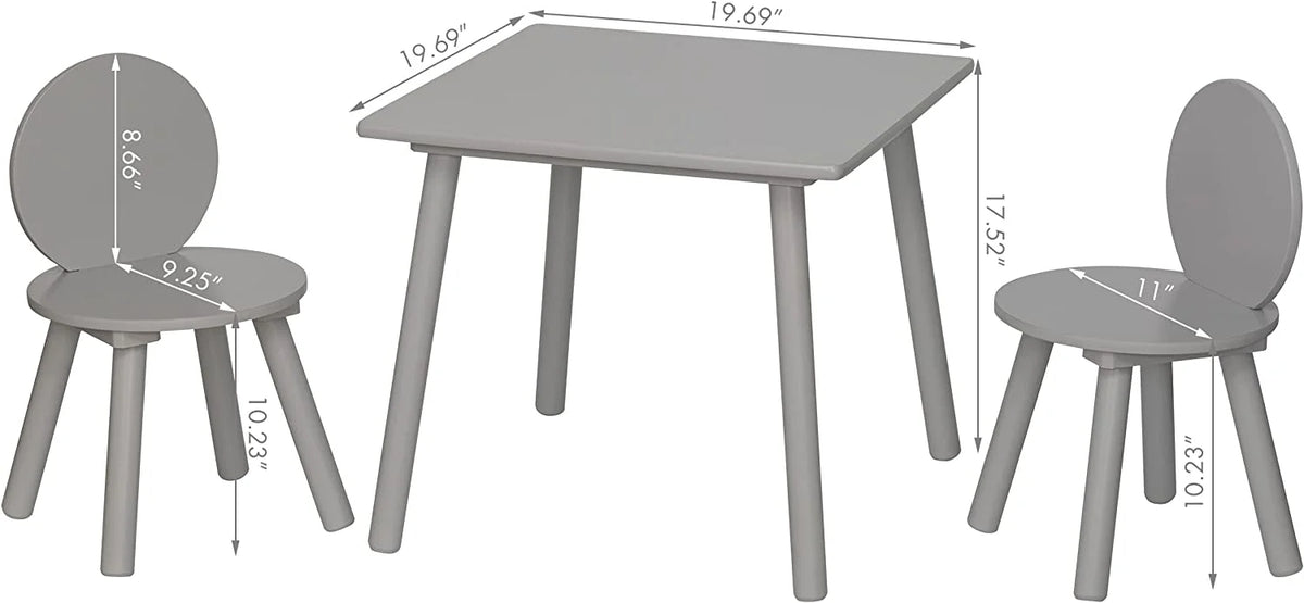 2-in-1 Kids Table with 2 Chairs Set, Gray N892