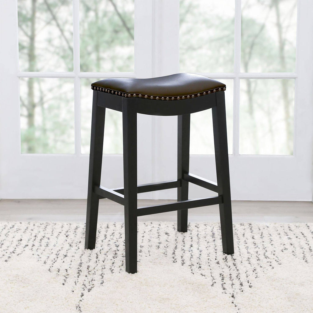 Bonded Leather Saddle Bar Stool U8654