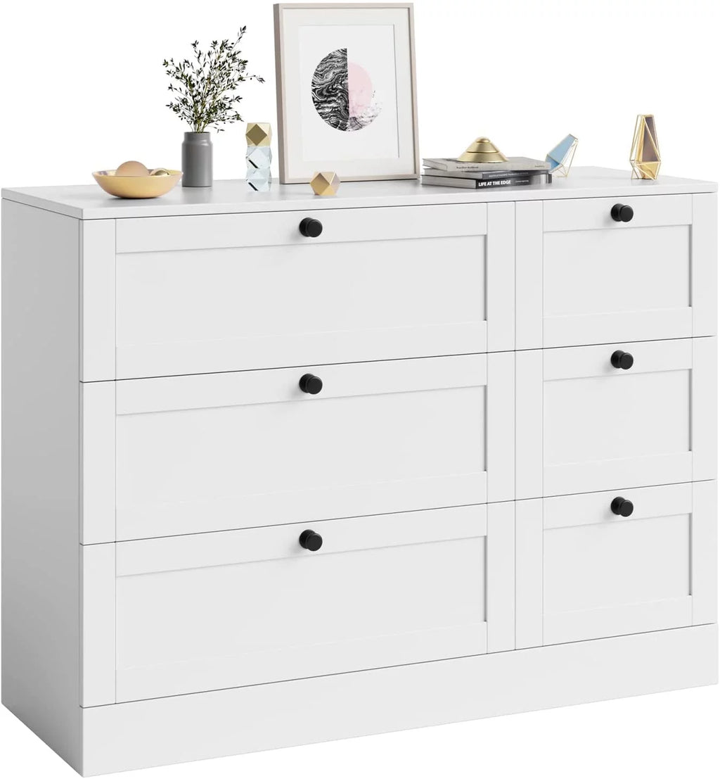 White 6 Drawer Wood Dresser W745557