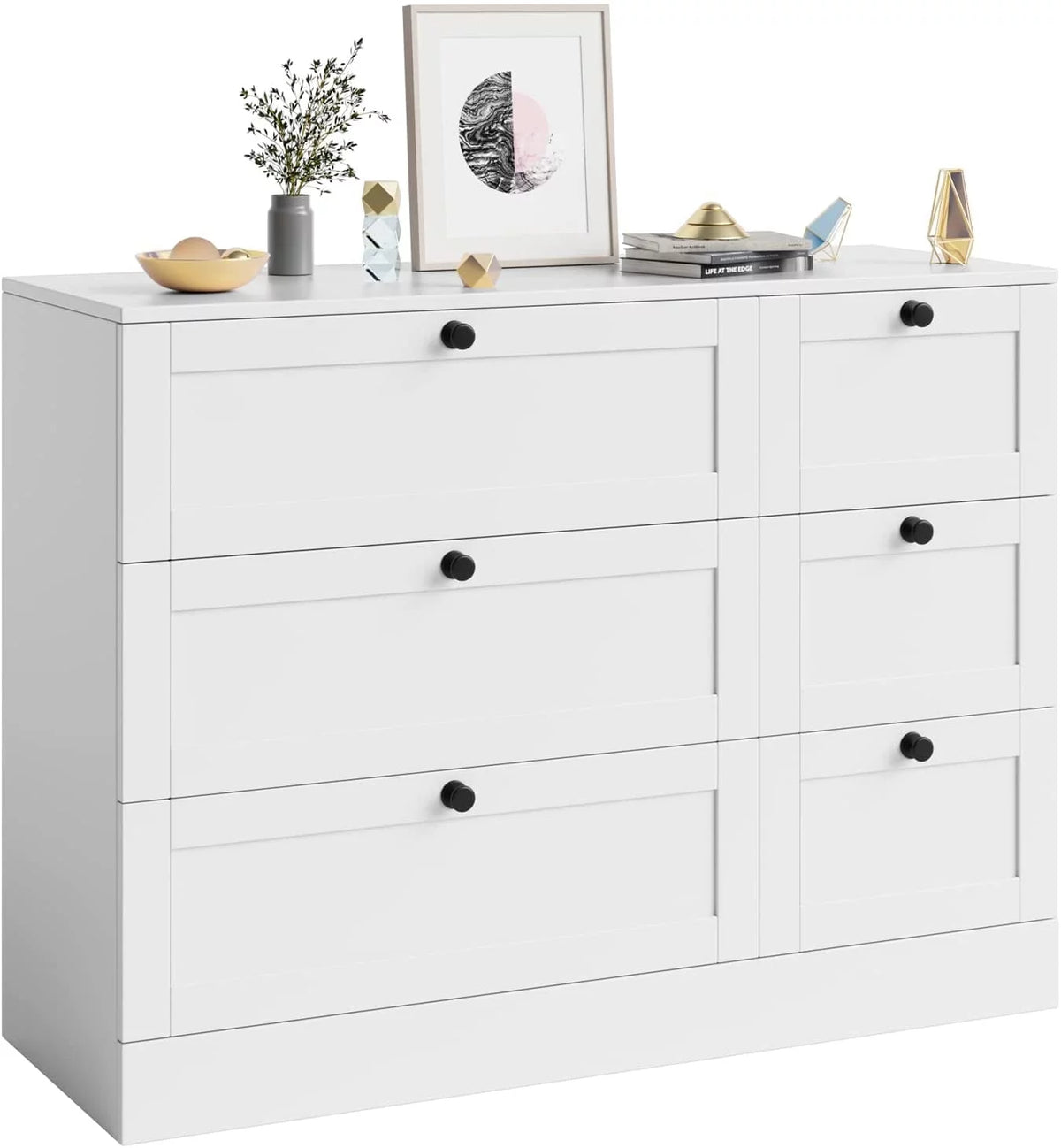 White 6 Drawer Wood Dresser W745557