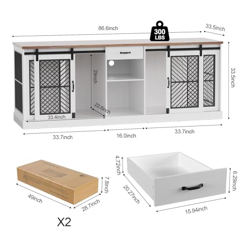 Wooden Double Dog Crate Furniture with Storage Shelves U58594