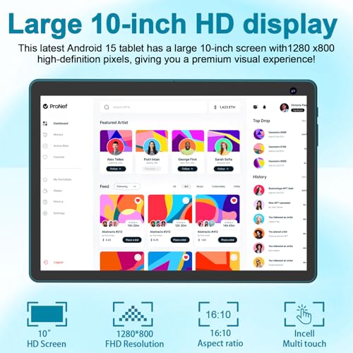 Black 10 inch Android Tablet with Keyboard Case Mouse Stylus T11917