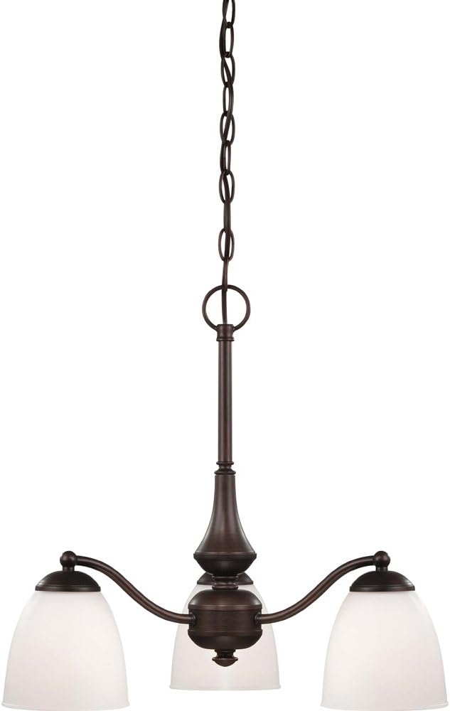 Frosted Glass Brushed Nickel Three Light Semi-Flush Dome Fixture M724