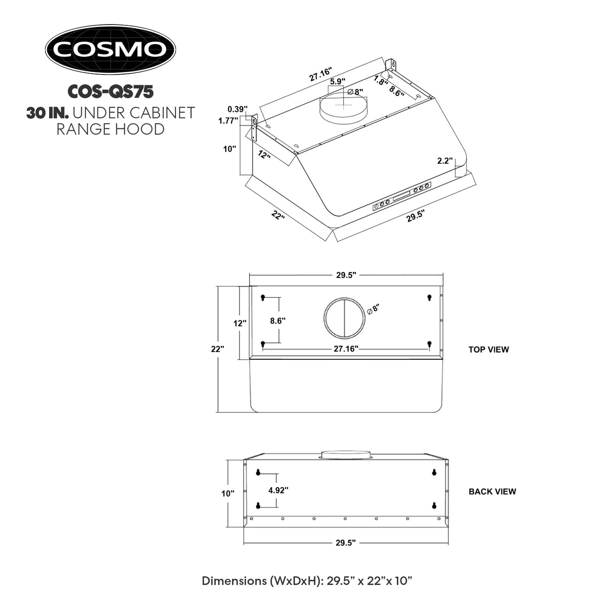 36 in. Ducted Under Cabinet Range Hood in Stainless Steel P709602