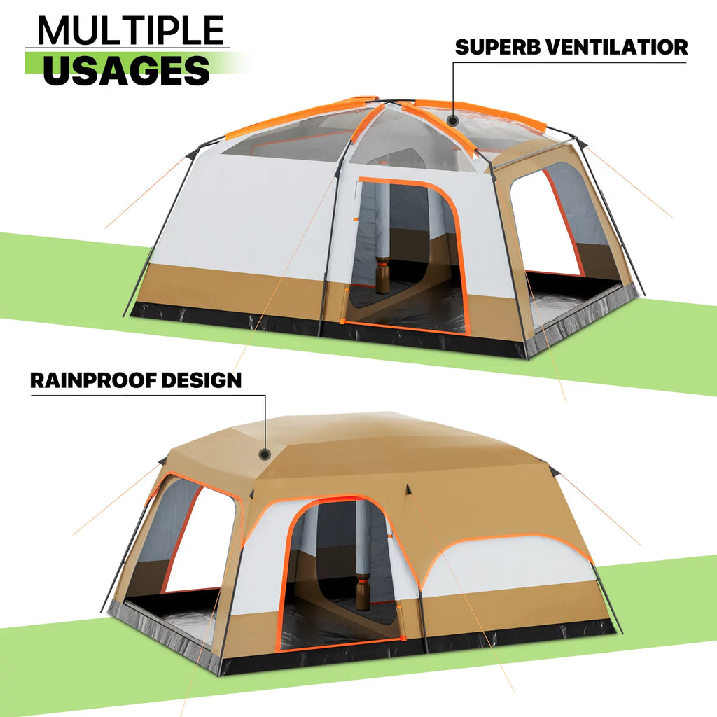 Extra Large 5-8 Person 2 Room 3 Door Waterproof Double Layer Tent R178