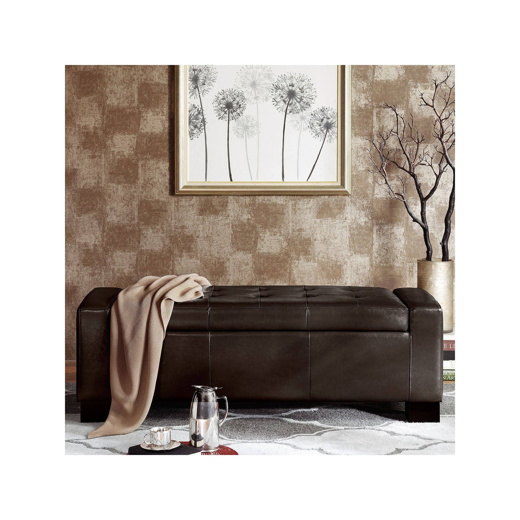 Brown Tufted Top Storage Bench G838035