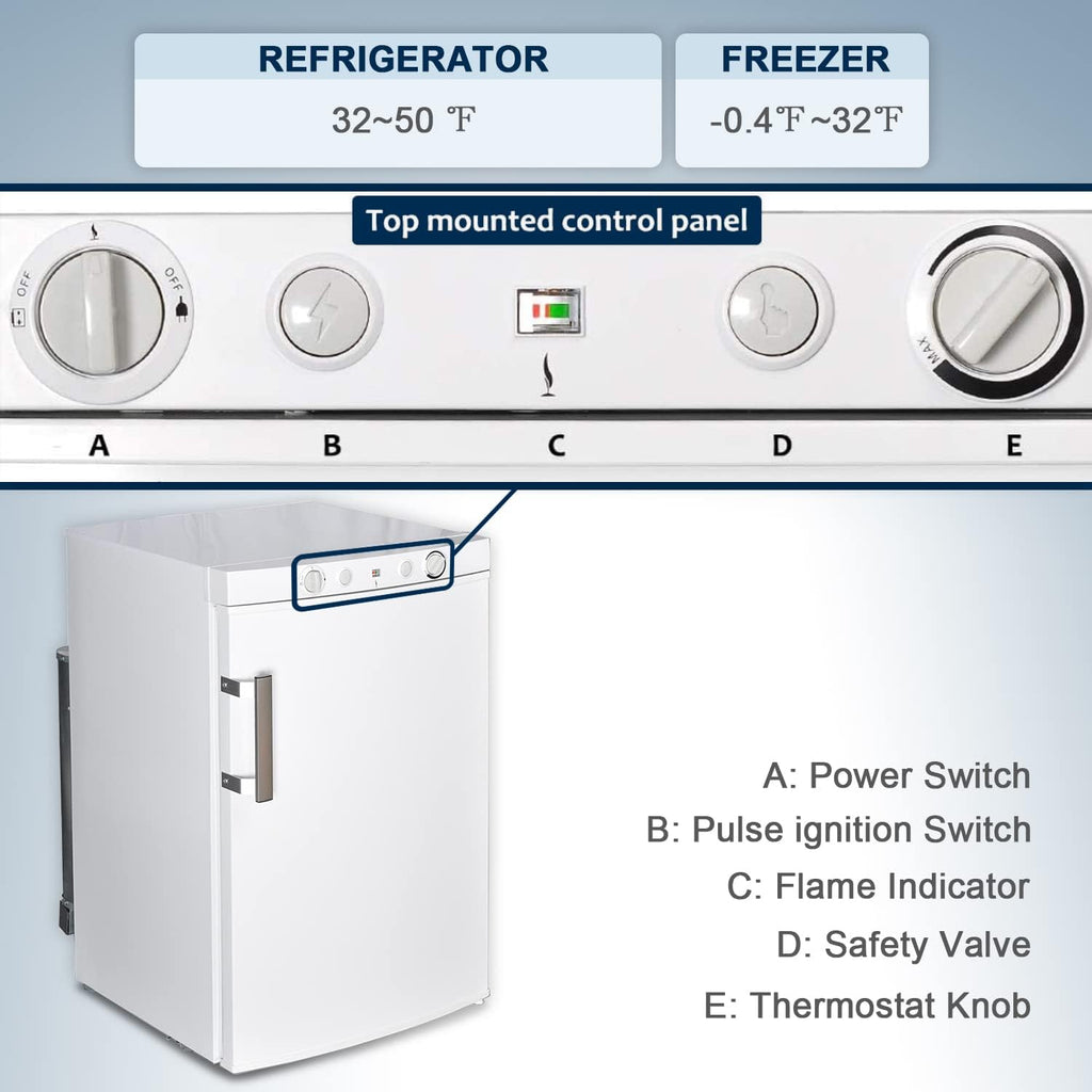 3 Way Propane Refrigerator with Freezer for RV Camper K723587