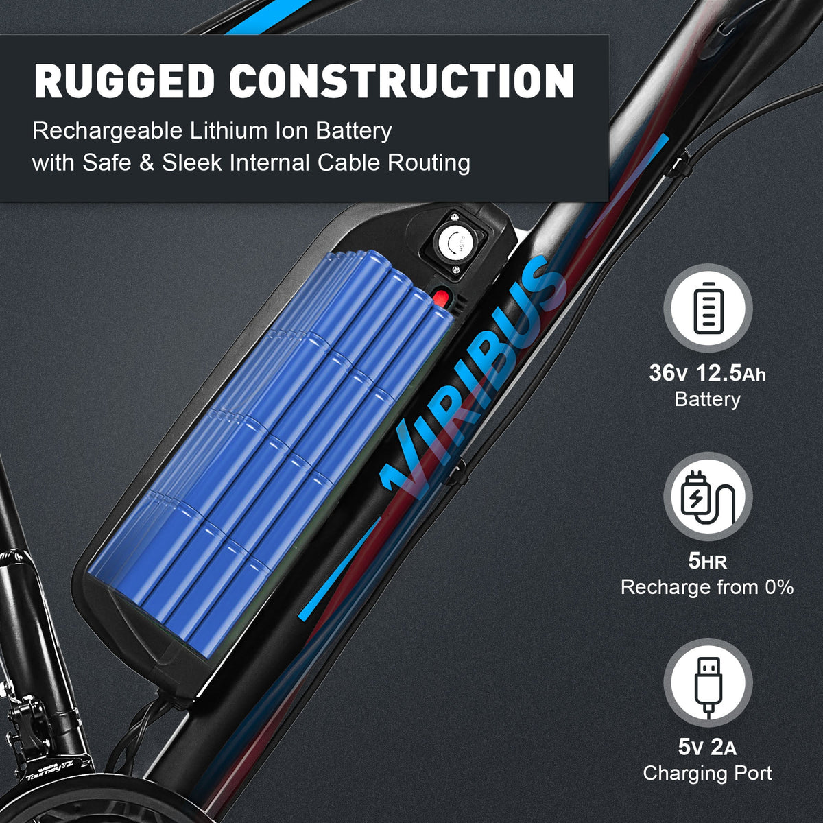 Electric Mountain Bike 26" 500W Fat Tire Blue A1295