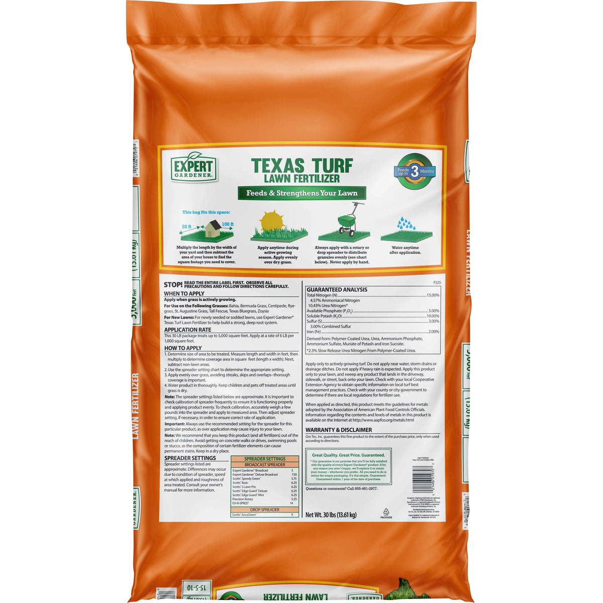 Lawn Food Plus 2% Iron Fertilizer 15-5-10, 30.2 lb. Z948