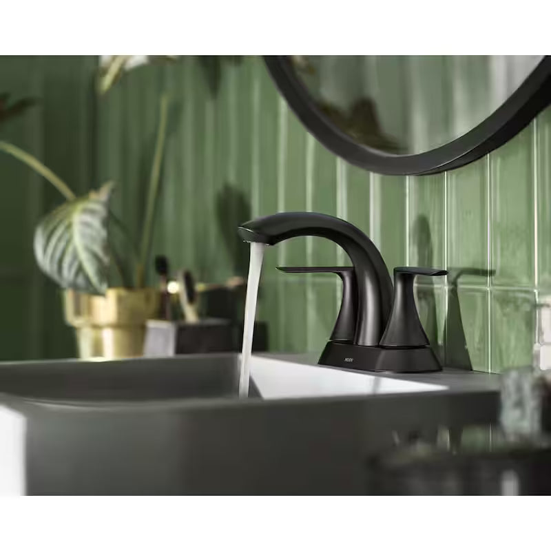 4 in. Centerset Double-Handle Bathroom Faucet Matte Black P5551