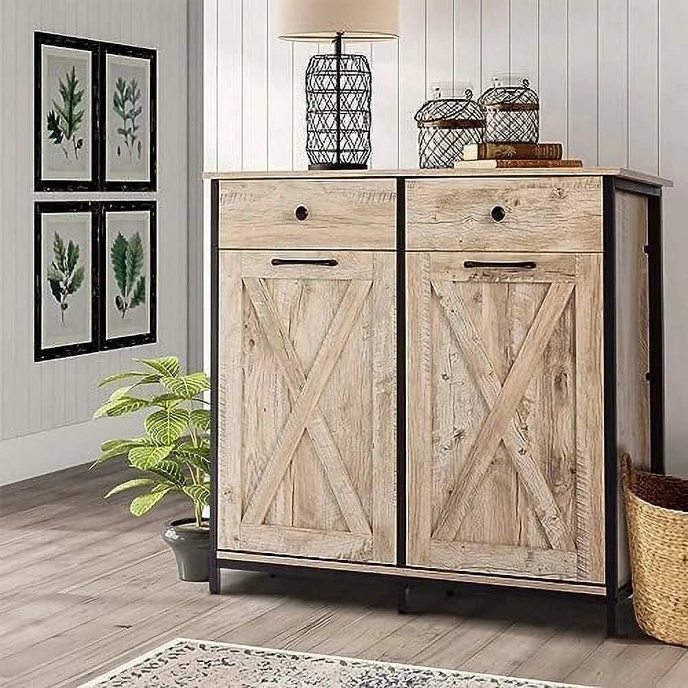 Double Tilt Out Trash Cabinet with Hideaway Drawer A2933