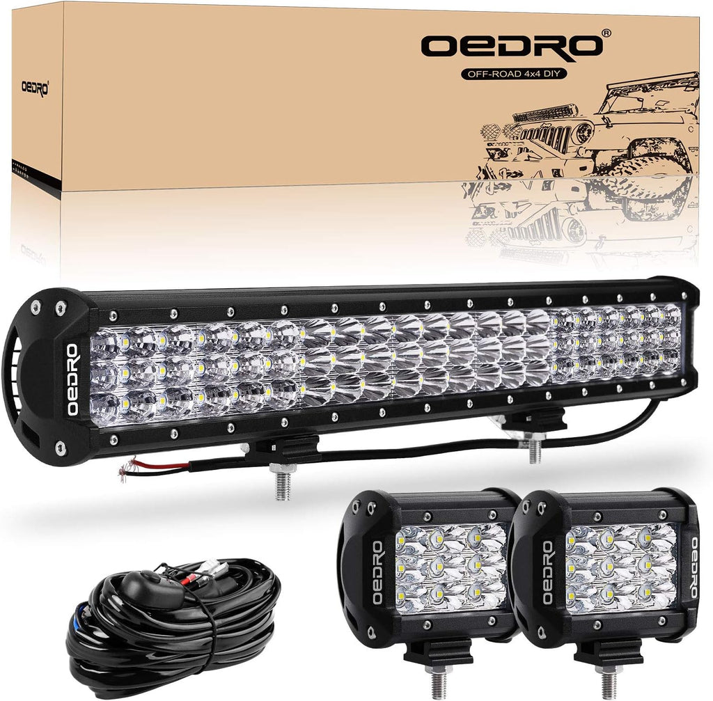 20Inch 300W Tri-Rows Spot Flood Combo LED Light Bar with Wiring Harness D5839