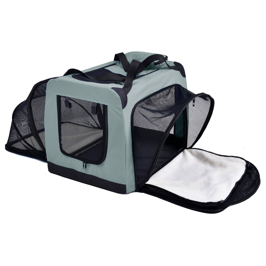 Grey Metal Framed Soft-Folding Dog Crate L8038