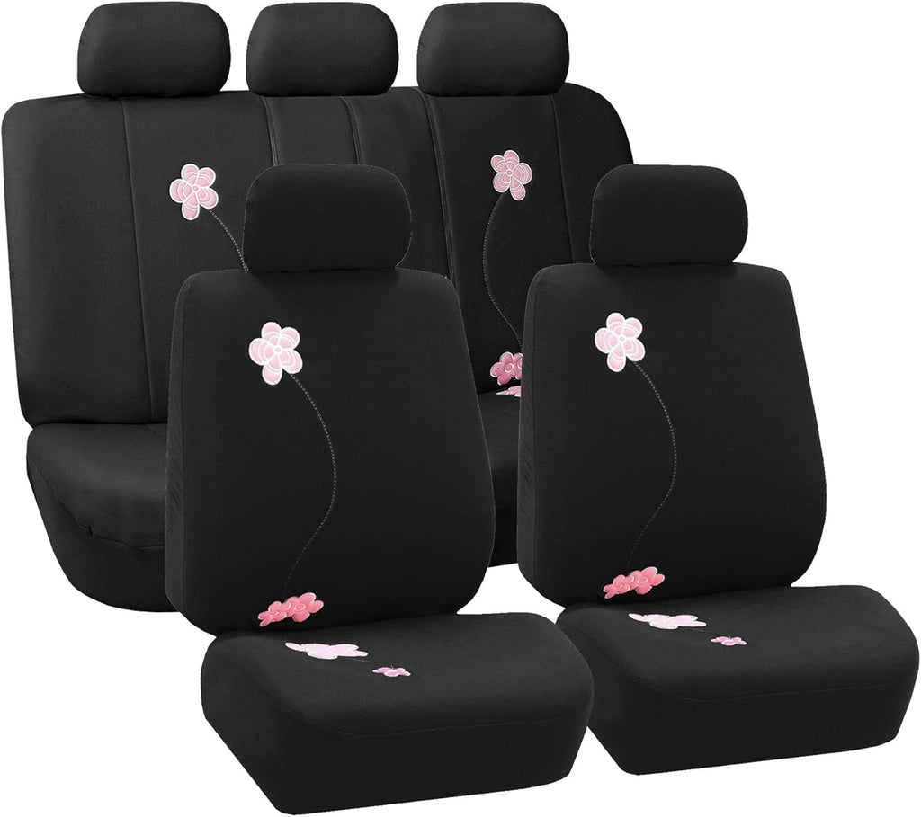 Black Butterfly Embroidery Automotive Seat Covers M9314