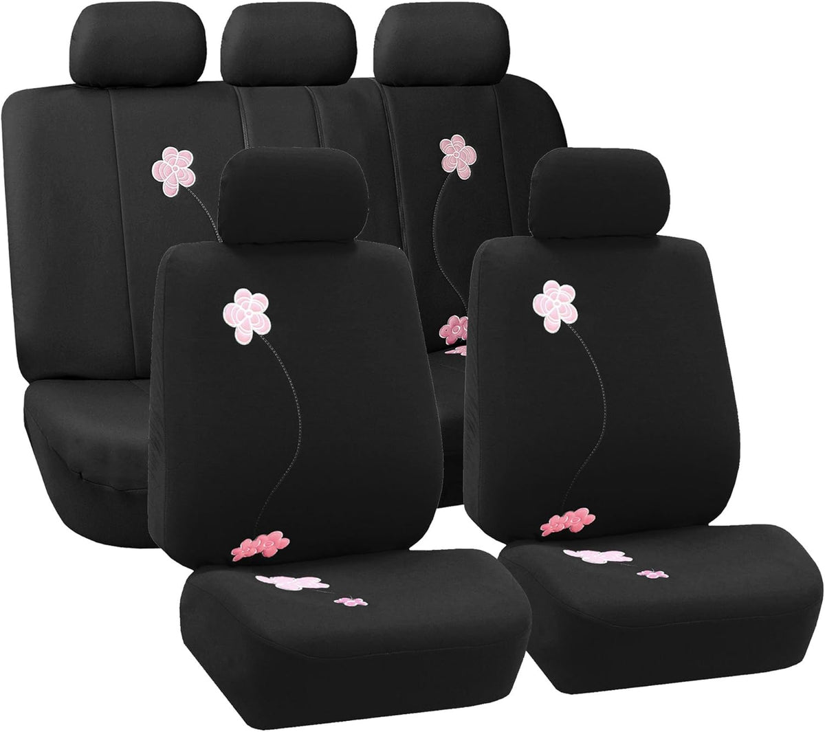 Black Butterfly Embroidery Automotive Seat Covers M9314