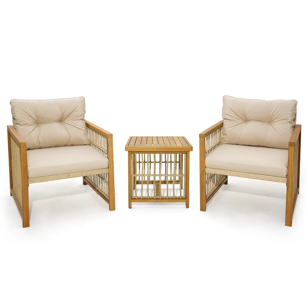 3 Pc PE Wicker Patio Conversation Set with Cushions G7294