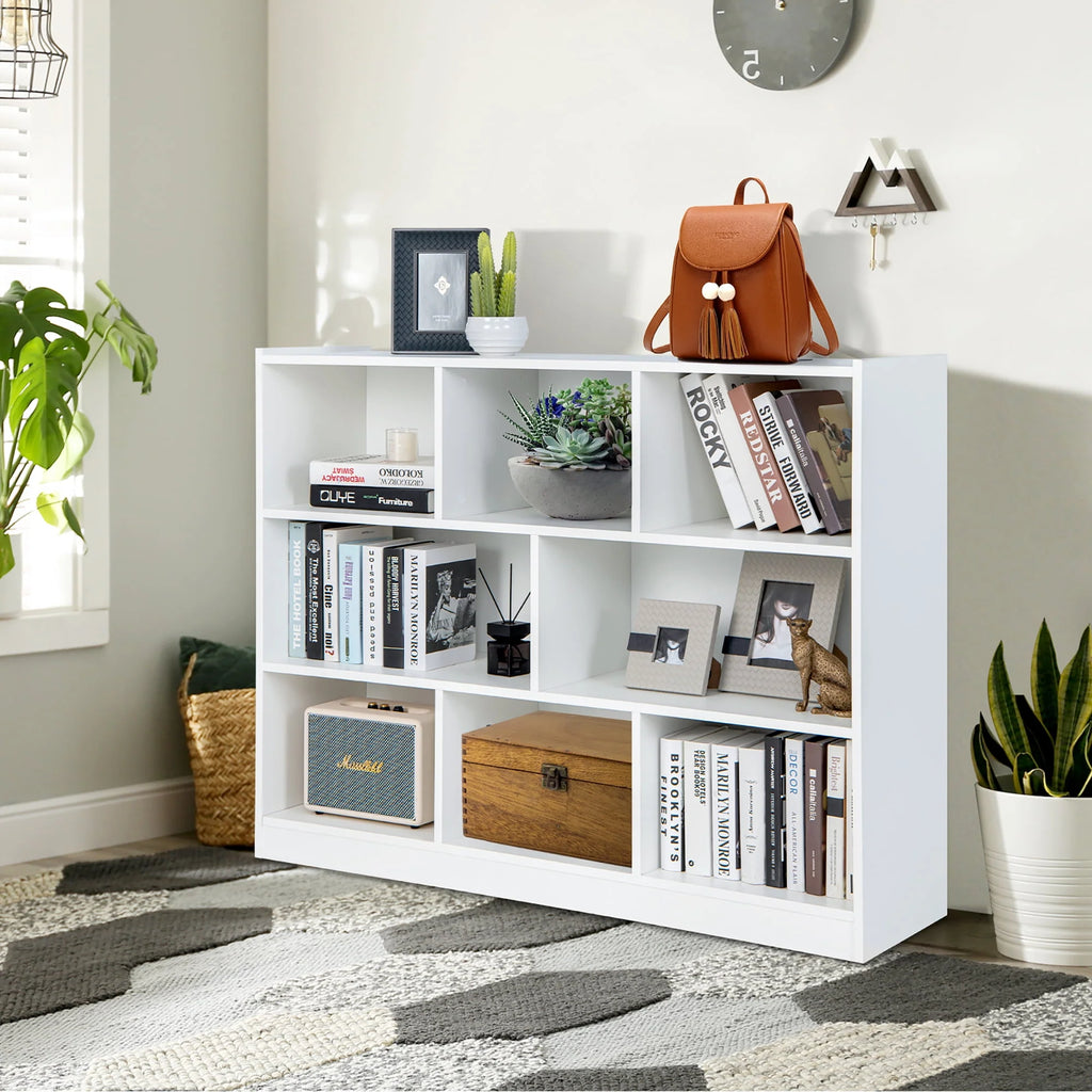 White 3-tier 8-Cube Floor Standing Storage Bookcase J91518